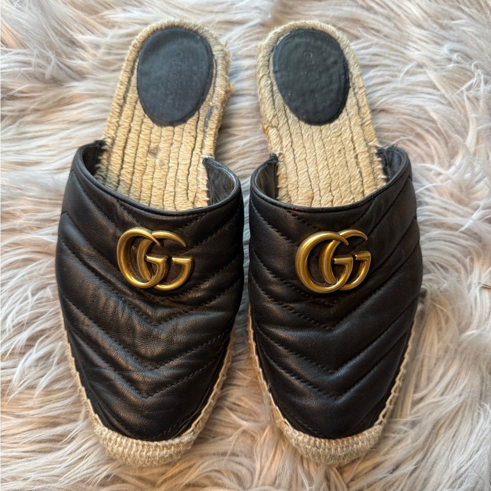 Gucci Nappa Matelasse GG Marmont Espadrille Mules - Picture 7 of 16